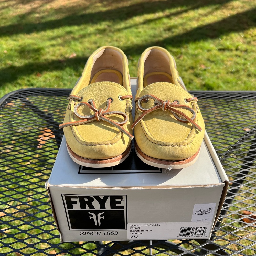 Frye Yellow Quincy Tie Boat Shoe Size 7